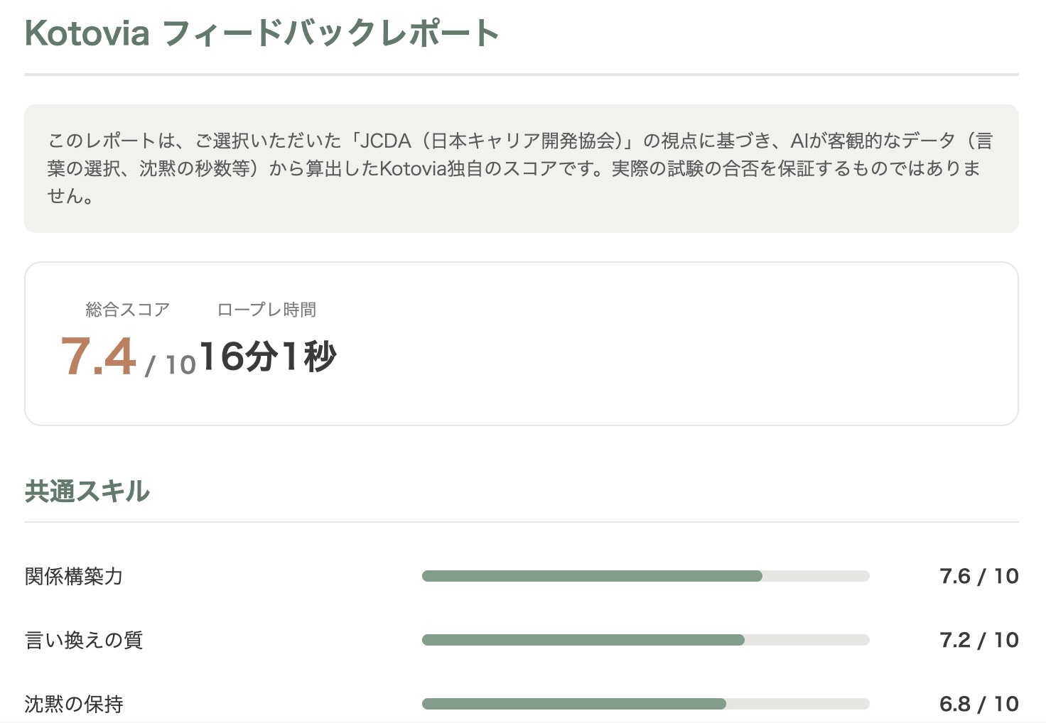 基本レポート: スコア一覧