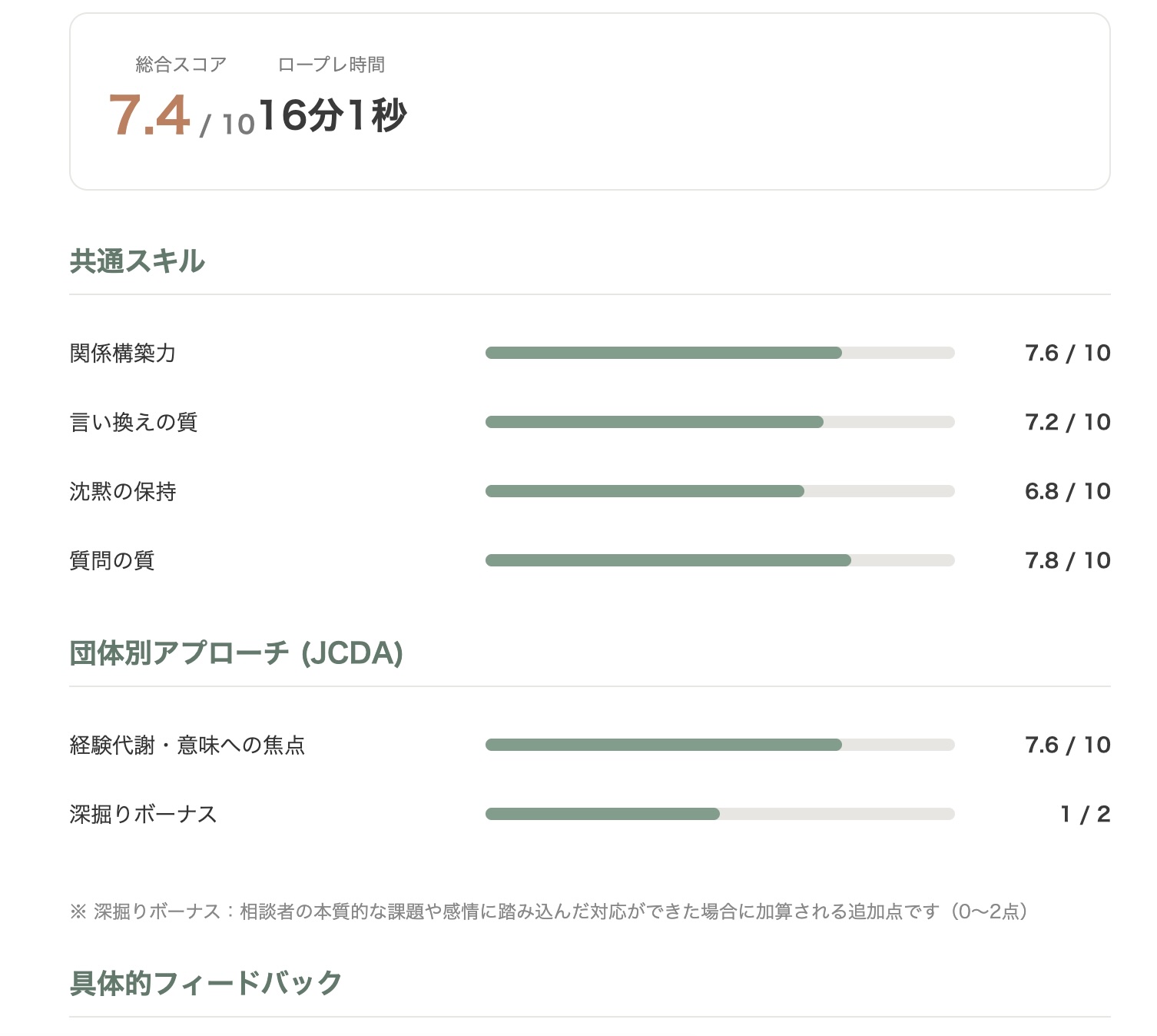 基本レポート: 具体的フィードバック